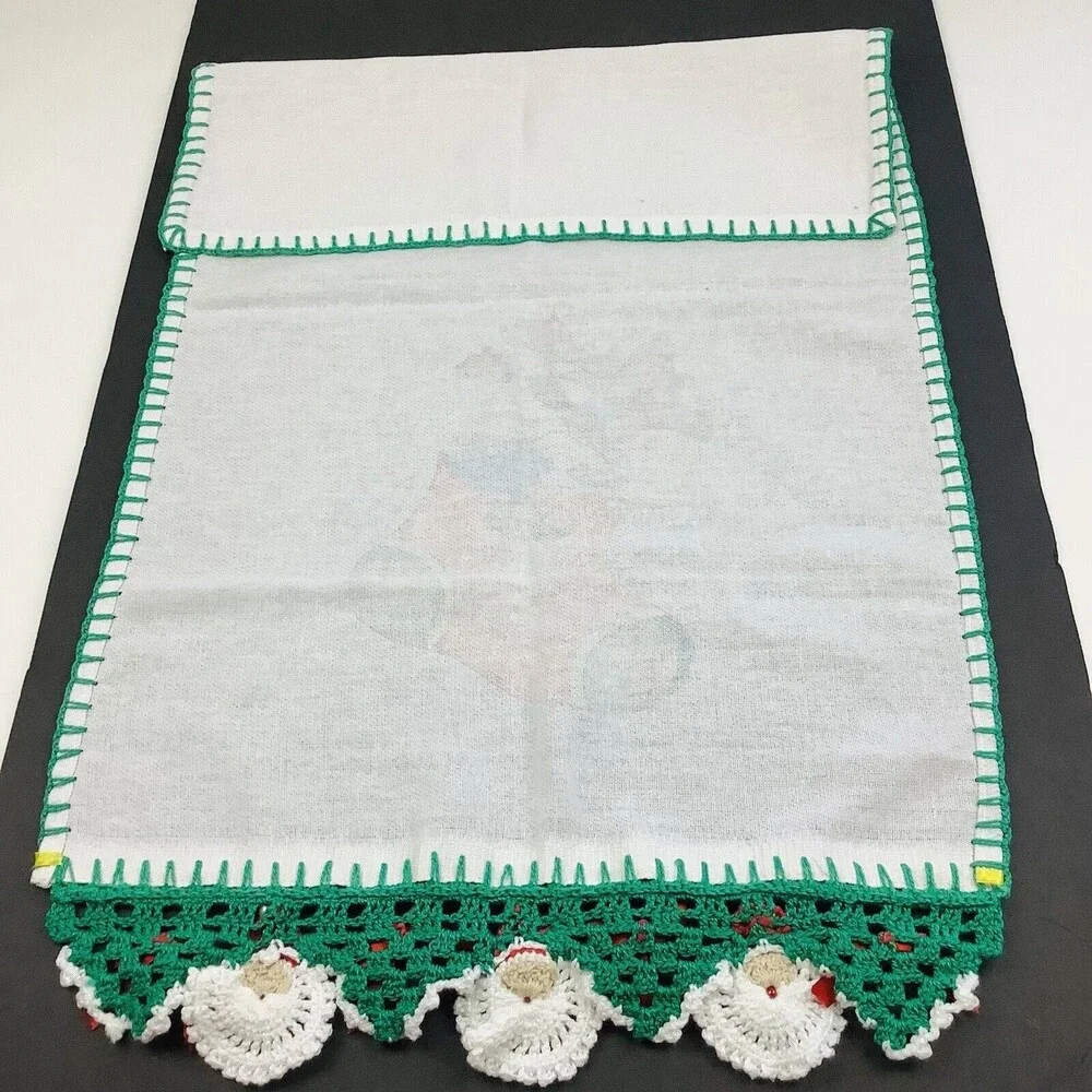 Kitchen Towel Handmade Crochet Runner Christmas Stocking Portuguese 17X32